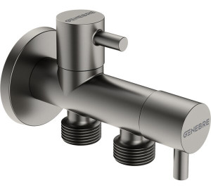 Válvula de escuadra doble 1/2" - 1/2"  Acero Cepillado